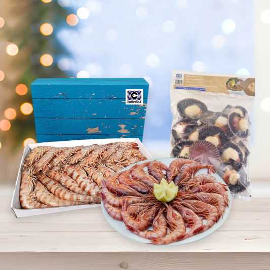 Lote de navidad 7: langostino de huelva, gamba roja y zamburiñas