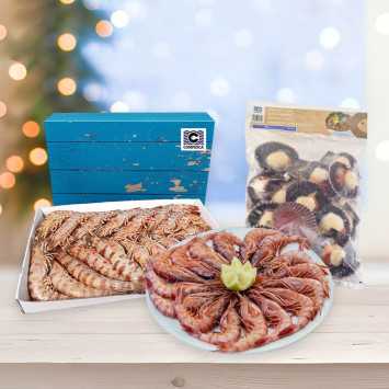 Lote de navidad 7: langostino de huelva, gamba roja y zamburiñas