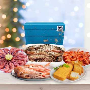 Lote de navidad PREMIUM 1: langostino XXL salvaje, cigala premium, gamba roja alistada, camarón y pastel de cabracho