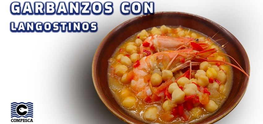 garbanzos con langostinos