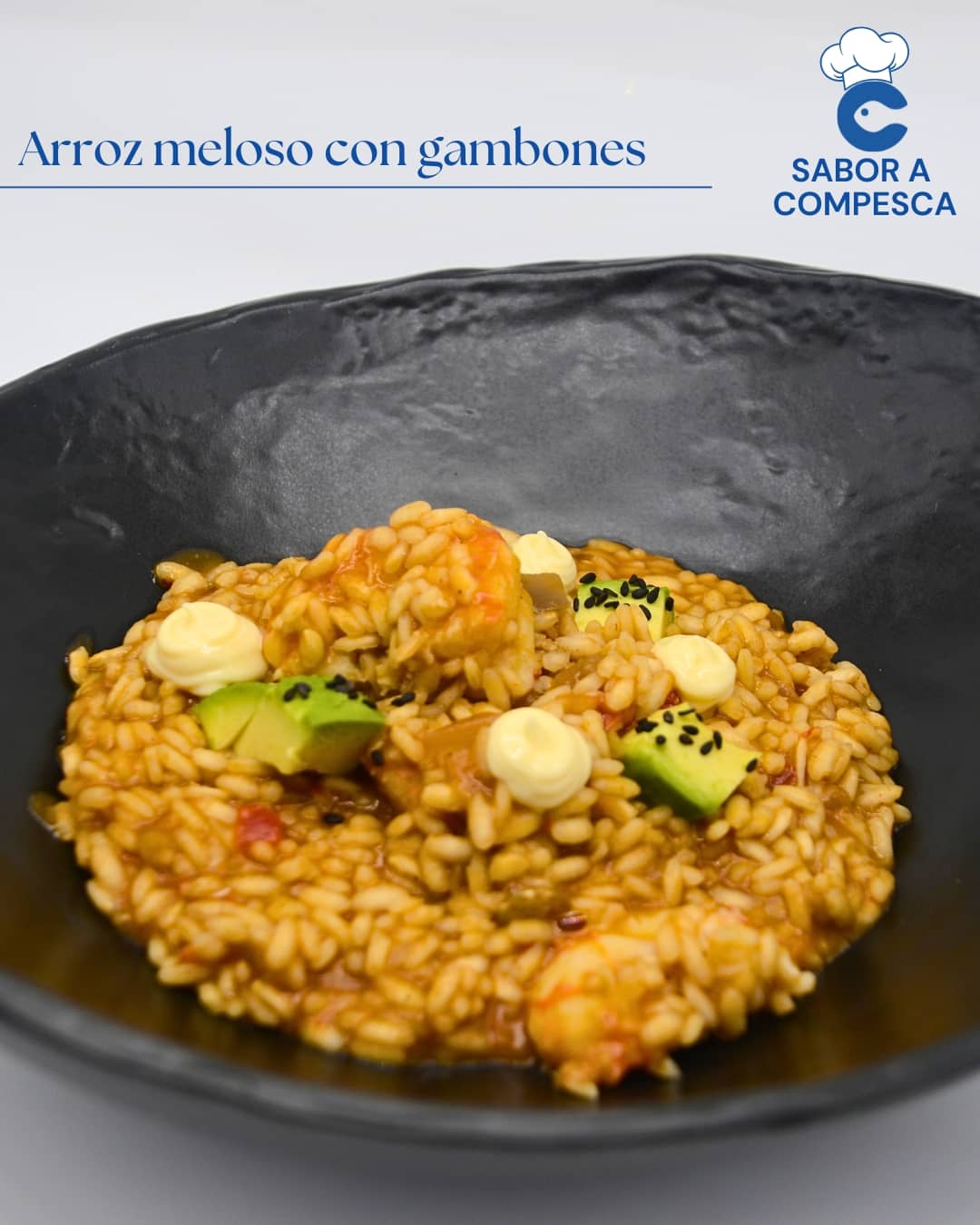 Arroz meloso con gambones de Compesca